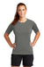 Sport-Tek LST470 Womens Rashguard Moisture Wicking Short Sleeve Crewneck T-Shirt Dark Smoke Grey Model Front