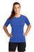 Sport-Tek LST470 Womens Rashguard Moisture Wicking Short Sleeve Crewneck T-Shirt True Royal Blue Model Front