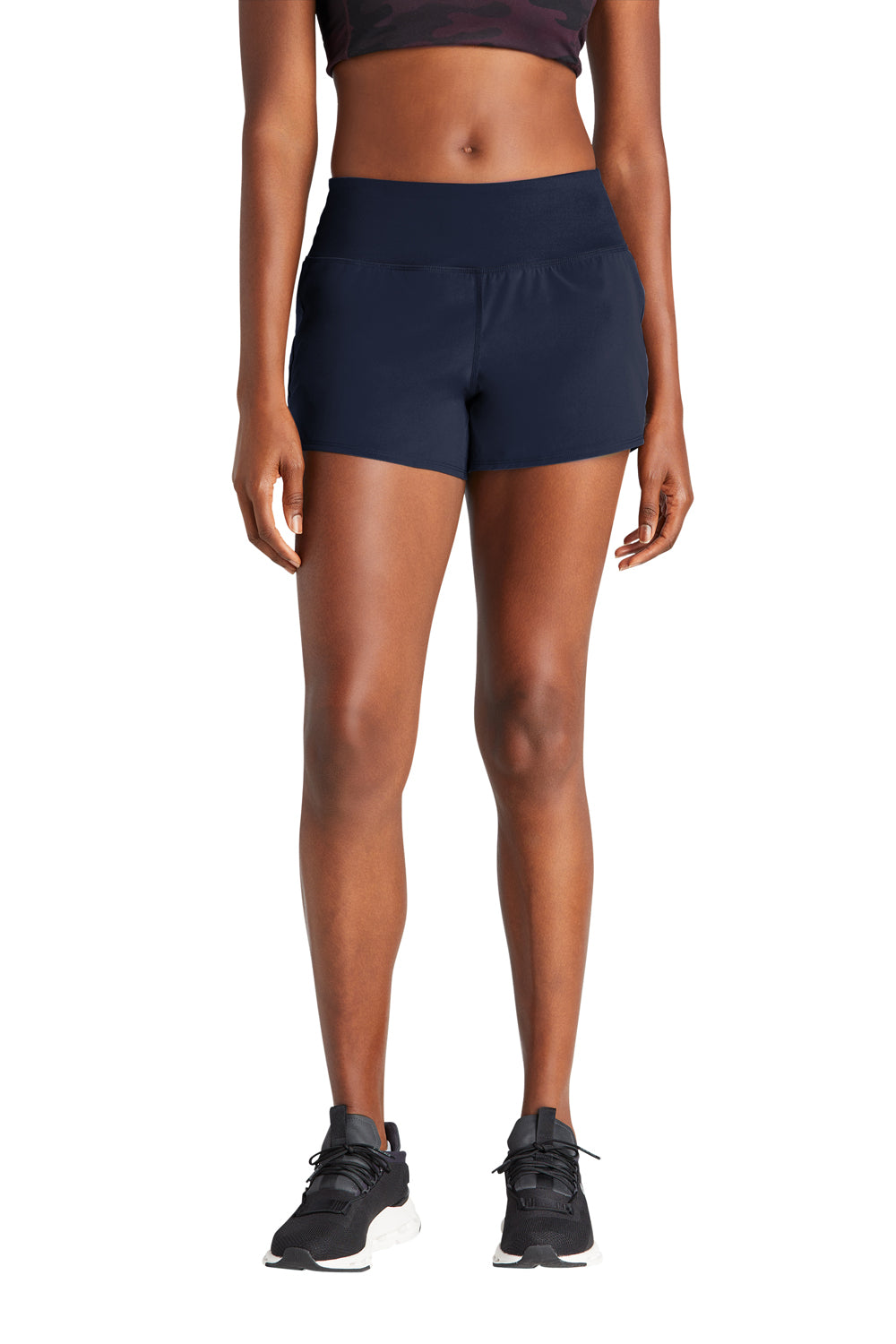 Sport-Tek LST485 Womens Repeat Shorts True Navy Blue Model Front