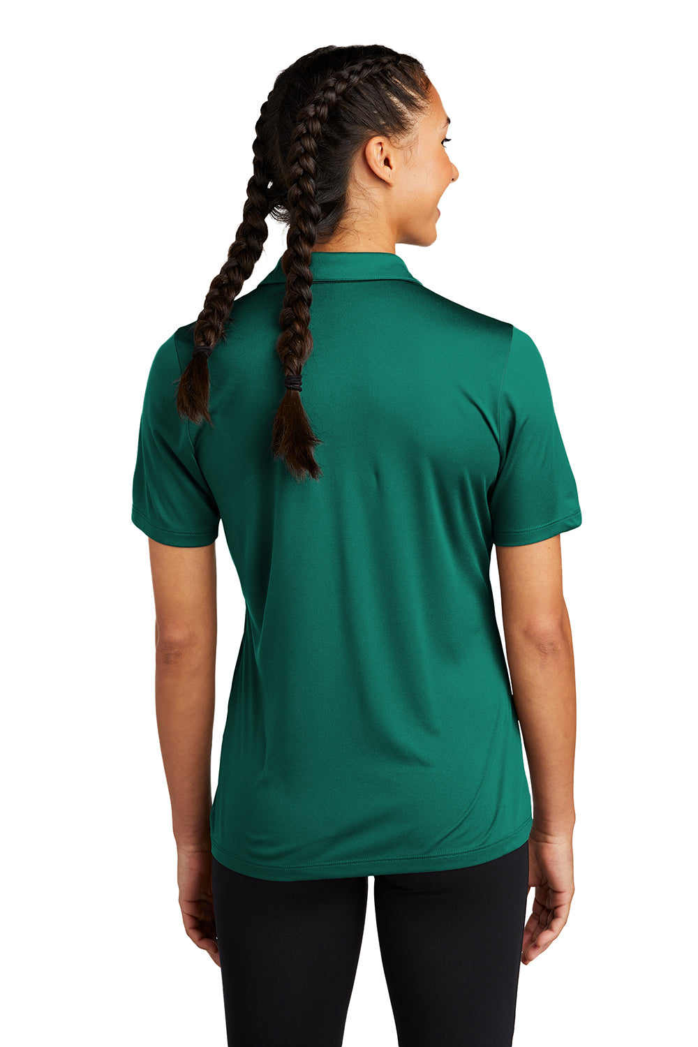 Sport-Tek LST520 Womens Moisture Wicking Short Sleeve Polo Shirt Marine Green Model Back