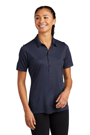 Sport-Tek LST520 Womens Moisture Wicking Short Sleeve Polo Shirt True Navy Blue Model Front