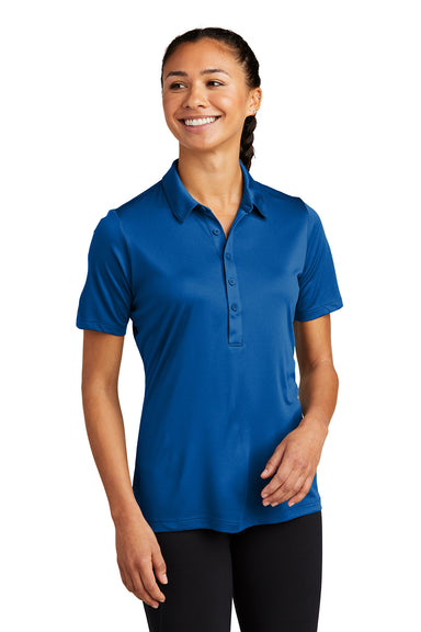 Sport-Tek LST520 Womens Moisture Wicking Short Sleeve Polo Shirt True Royal Blue Model Front