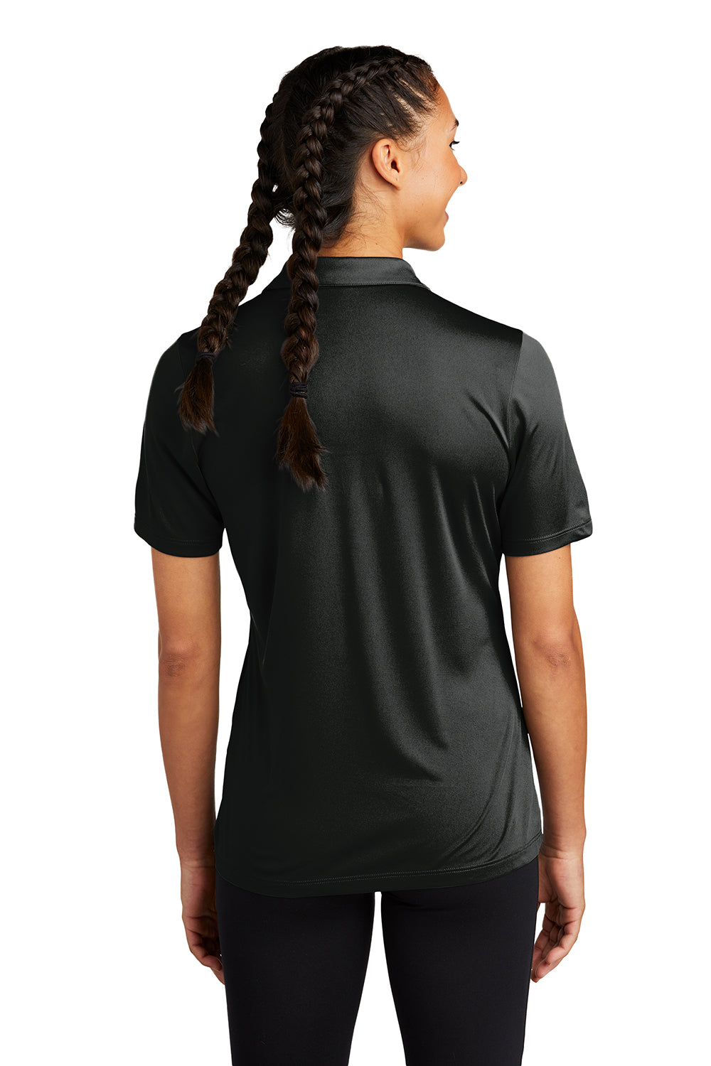 Sport-Tek LST520 Womens Moisture Wicking Short Sleeve Polo Shirt Black Model Back