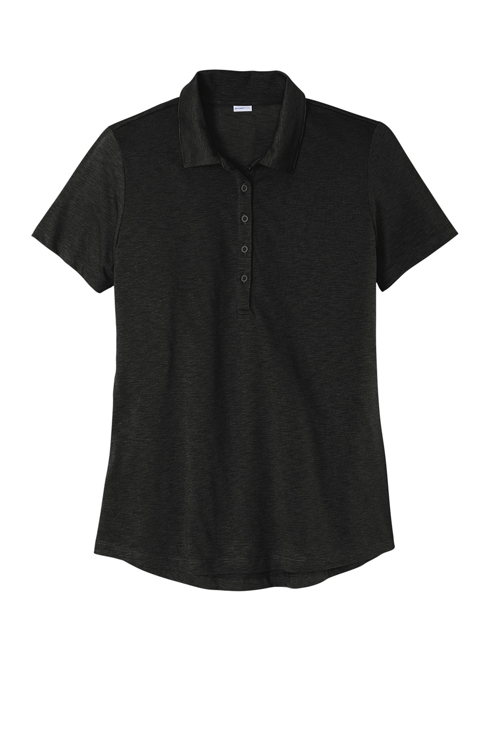 Sport-Tek LST530 Womens Strive Moisture Wicking Short Sleeve Polo Shirt Black Flat Front