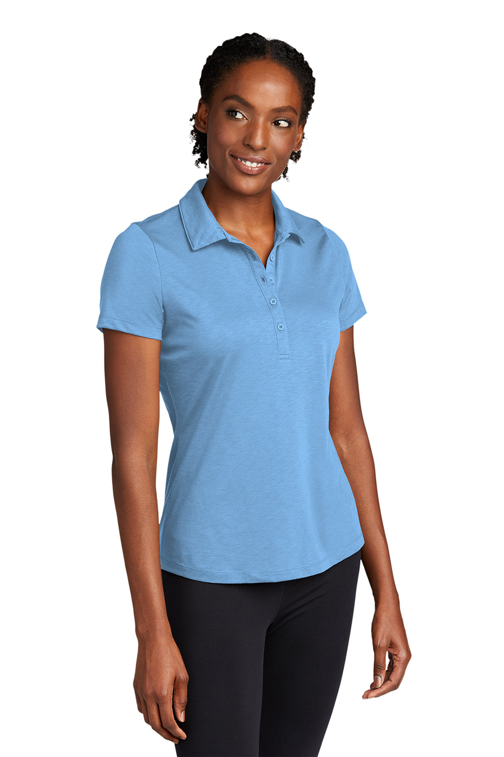 Sport-Tek LST530 Womens Strive Moisture Wicking Short Sleeve Polo Shirt Carolina Blue Model 3q