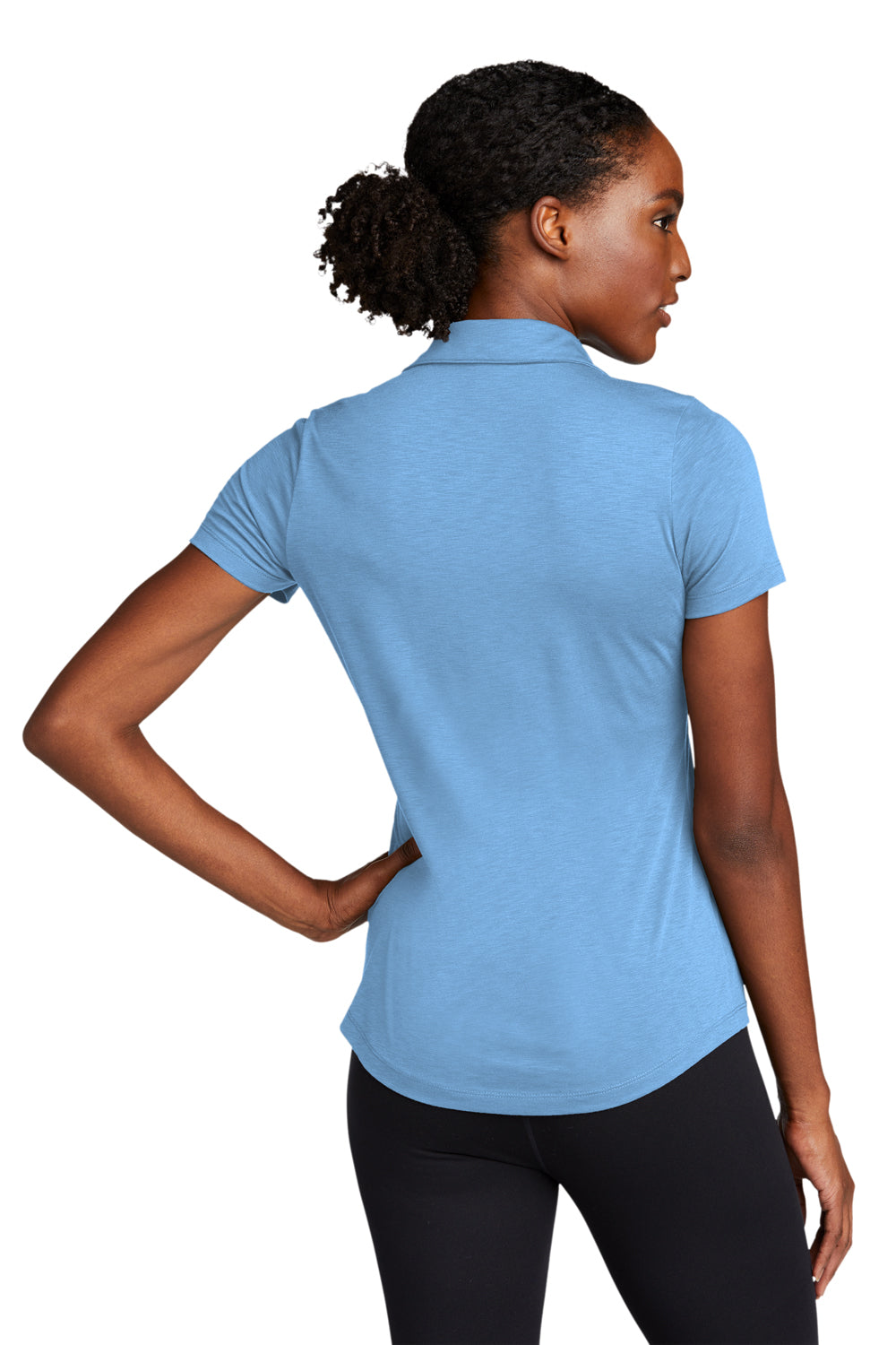 Sport-Tek LST530 Womens Strive Moisture Wicking Short Sleeve Polo Shirt Carolina Blue Model Back