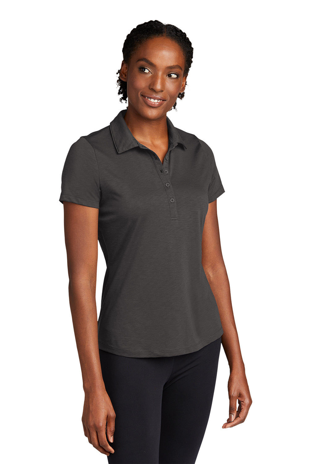 Sport-Tek LST530 Womens Strive Moisture Wicking Short Sleeve Polo Shirt Graphite Grey Model 3q