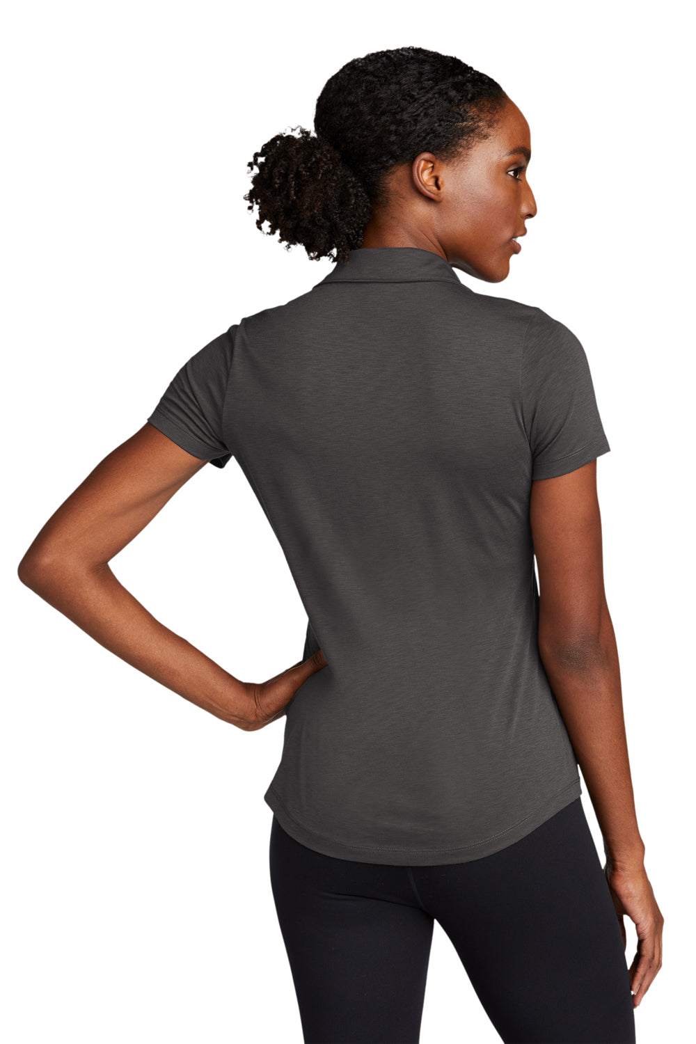 Sport-Tek LST530 Womens Strive Moisture Wicking Short Sleeve Polo Shirt Graphite Grey Model Back