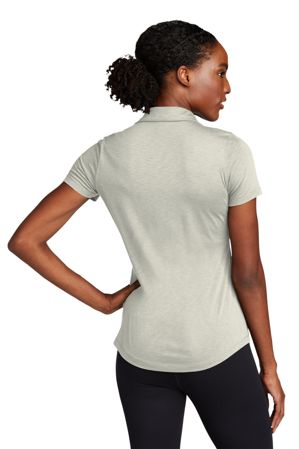 Sport-Tek LST530 Womens Strive Moisture Wicking Short Sleeve Polo Shirt Silver Grey Model Back