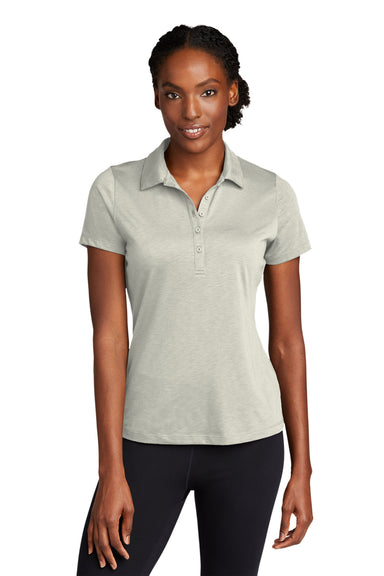 Sport-Tek LST530 Womens Strive Moisture Wicking Short Sleeve Polo Shirt Silver Grey Model Front