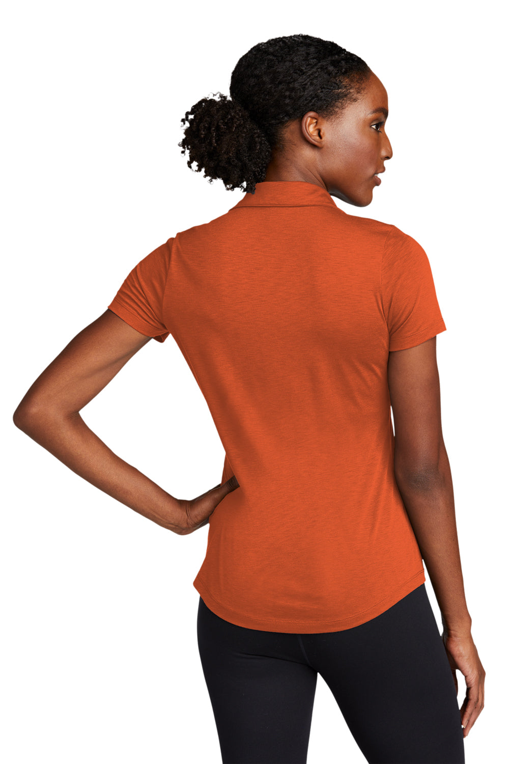 Sport-Tek LST530 Womens Strive Moisture Wicking Short Sleeve Polo Shirt Texas Orange Model Back