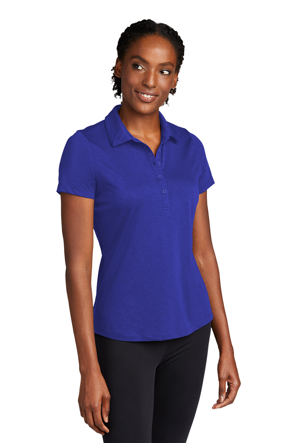 Sport-Tek LST530 Womens Strive Moisture Wicking Short Sleeve Polo Shirt True Royal Blue Model 3q