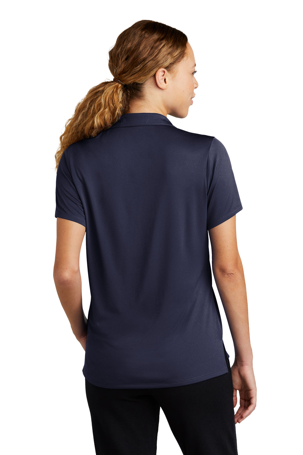 Sport-Tek LST535 Womens Sideline Moisture Wicking Short Sleeve Polo Shirt True Navy Blue Model Back