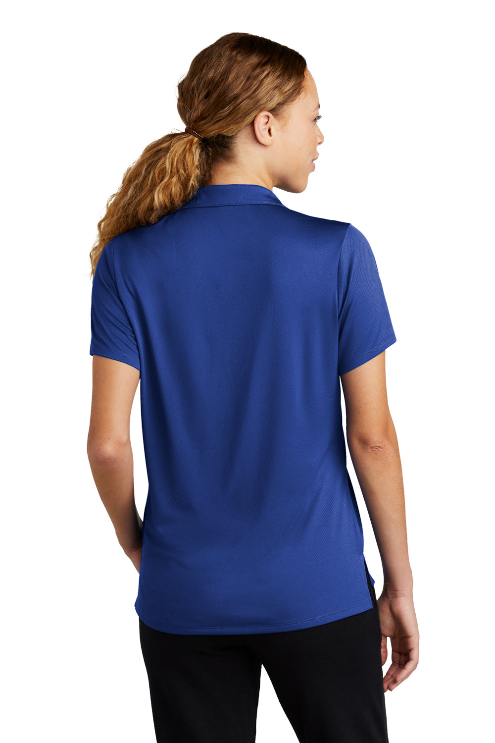 Sport-Tek LST535 Womens Sideline Moisture Wicking Short Sleeve Polo Shirt True Royal Blue Model Back