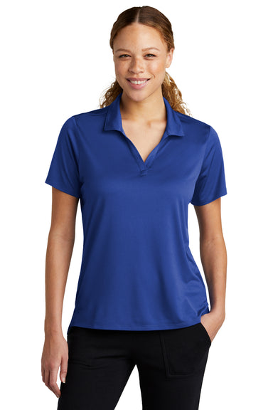 Sport-Tek LST535 Womens Sideline Moisture Wicking Short Sleeve Polo Shirt True Royal Blue Model Front