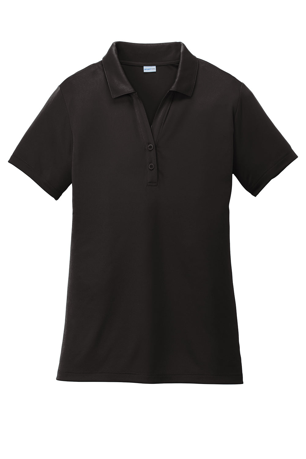 Sport-Tek LST550 Womens Competitor Moisture Wicking Short Sleeve Polo Shirt Black Flat Front