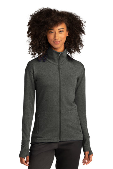 Sport-Tek LST560 Womens Flex Fleece Moisture Wicking Full Zip Sweatshirt Heather Dark Grey Model Front