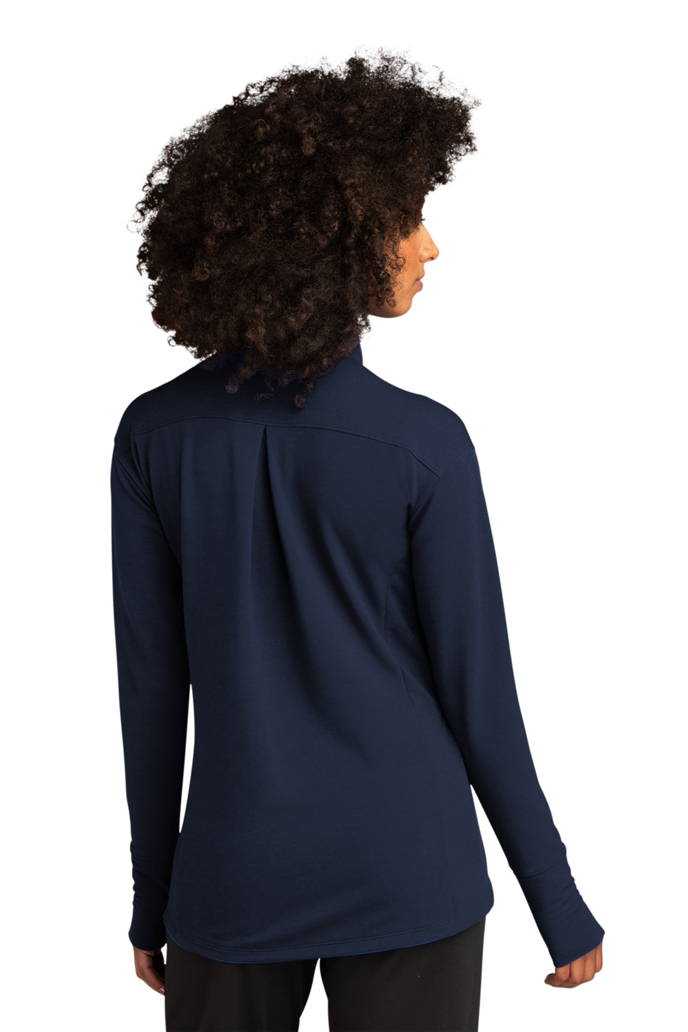 Sport-Tek LST560 Womens Flex Fleece Moisture Wicking Full Zip Sweatshirt True Navy Blue Model Back