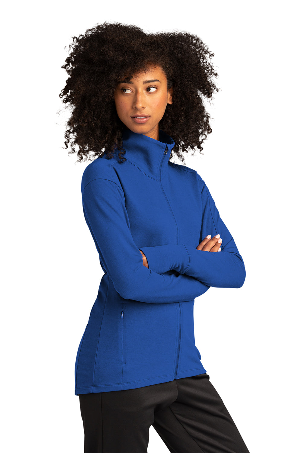 Sport-Tek LST560 Womens Flex Fleece Moisture Wicking Full Zip Sweatshirt True Royal Blue Model 3q