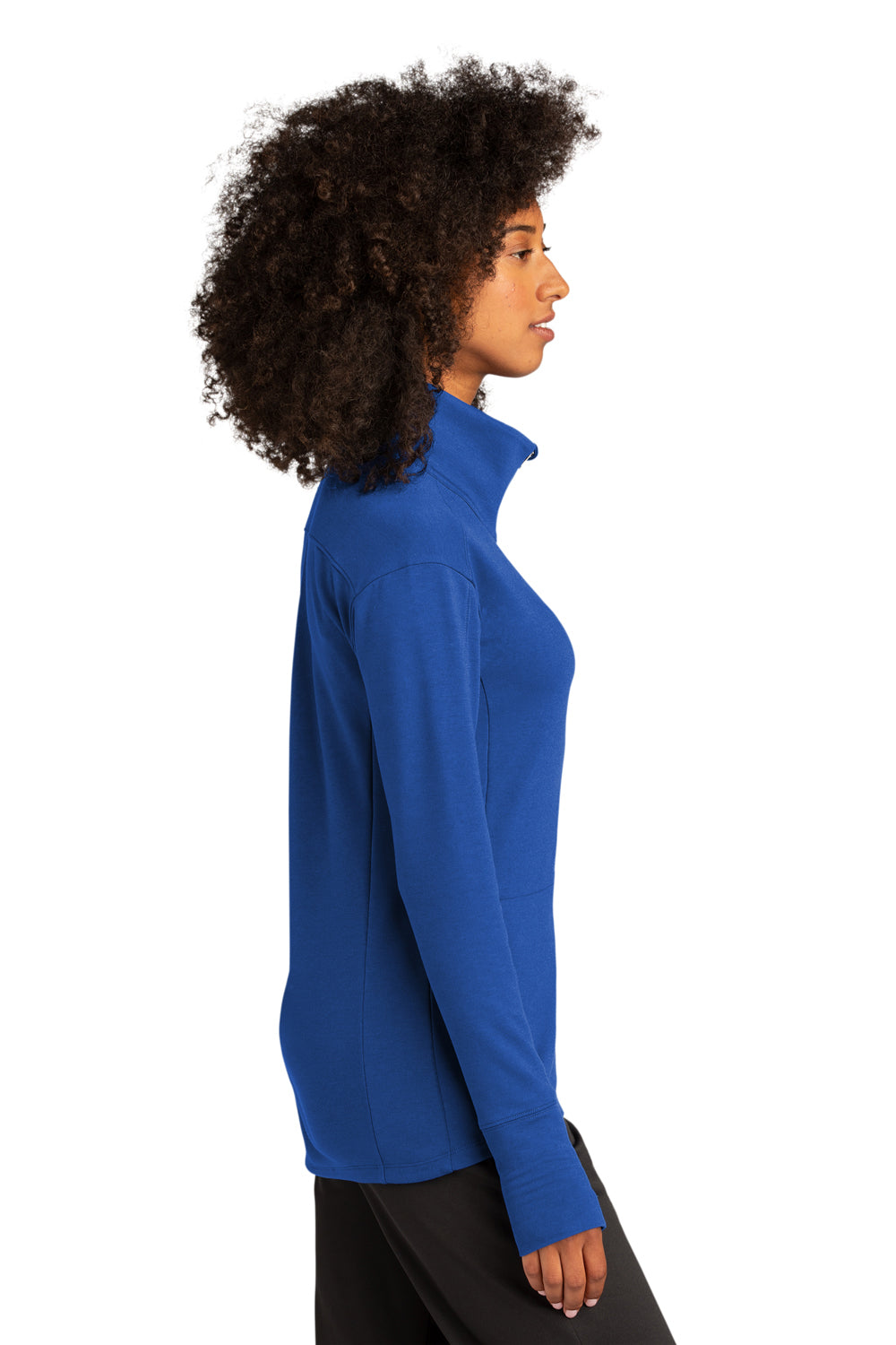 Sport-Tek LST560 Womens Flex Fleece Moisture Wicking Full Zip Sweatshirt True Royal Blue Model Side