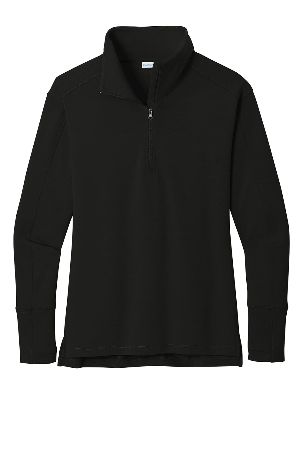 Sport-Tek LST561 Womens Flex Fleece Moisture Wicking 1/4 Zip Sweatshirt Black Flat Front