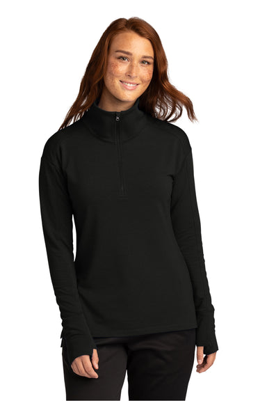 Sport-Tek LST561 Womens Flex Fleece Moisture Wicking 1/4 Zip Sweatshirt Black Model Front