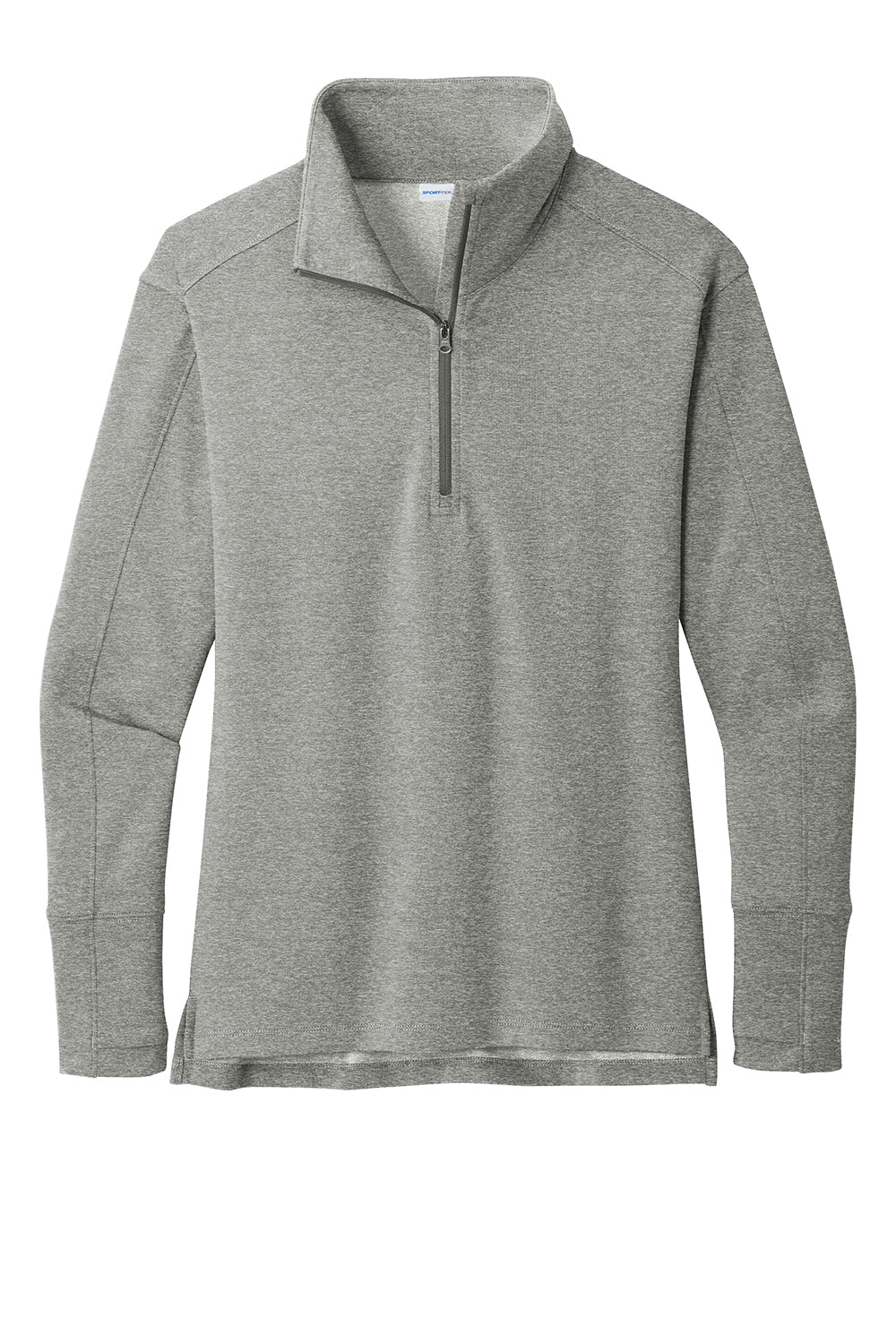 Sport-Tek LST561 Womens Flex Fleece Moisture Wicking 1/4 Zip Sweatshirt Heather Light Grey Flat Front