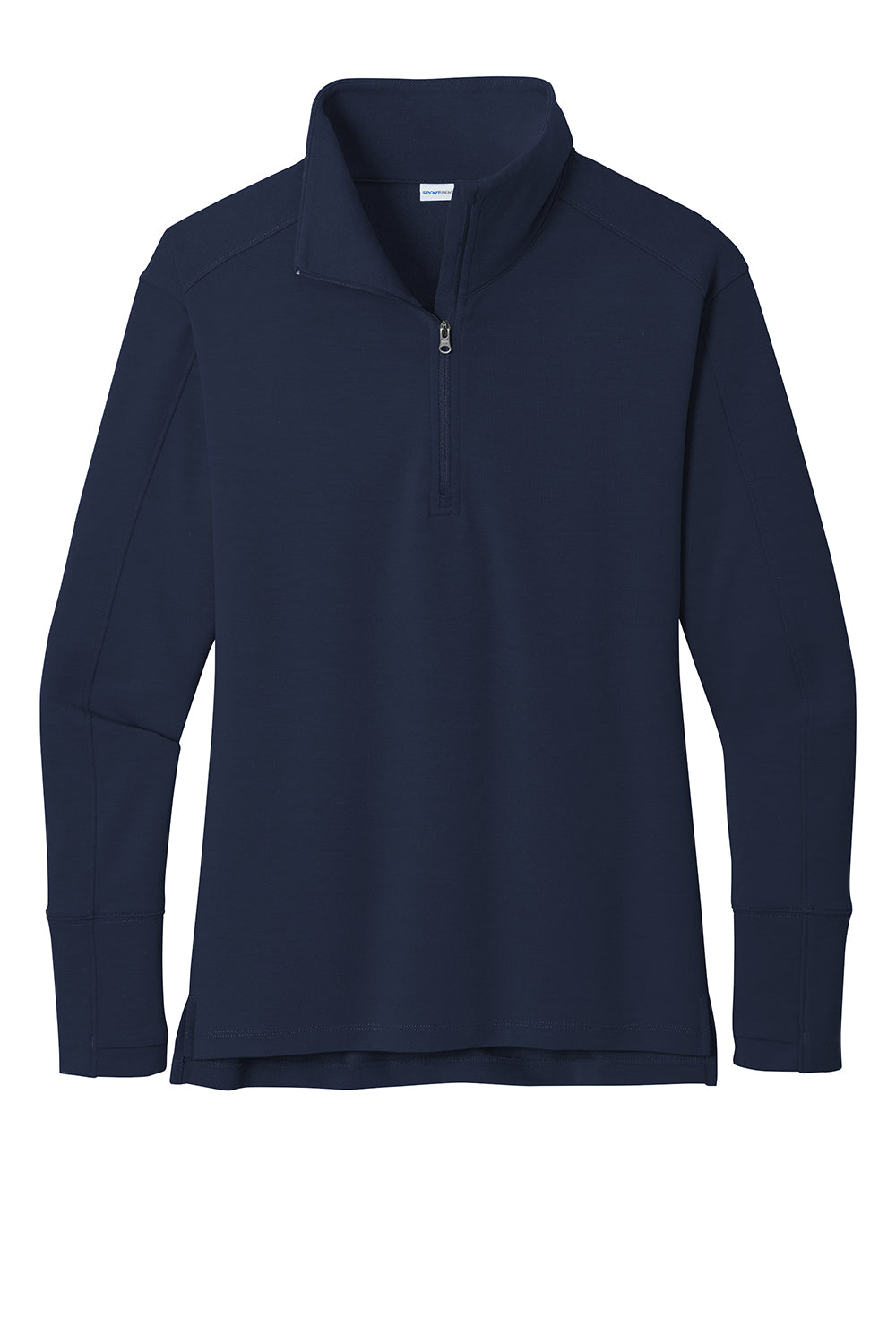 Sport-Tek LST561 Womens Flex Fleece Moisture Wicking 1/4 Zip Sweatshirt True Navy Blue Flat Front