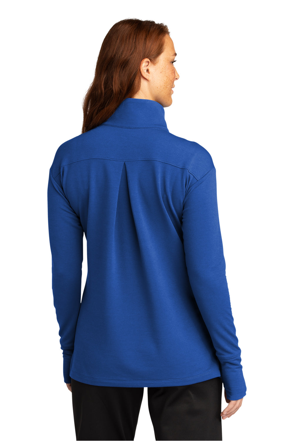 Sport-Tek LST561 Womens Flex Fleece Moisture Wicking 1/4 Zip Sweatshirt True Royal Blue Model Back