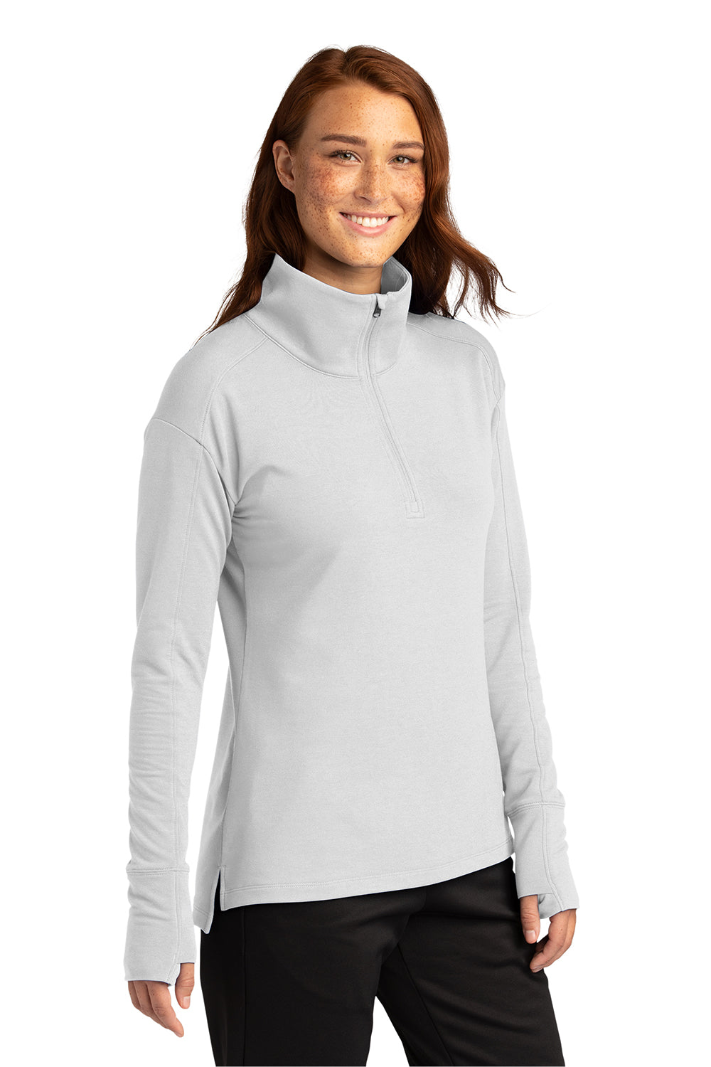 Sport-Tek LST561 Womens Flex Fleece Moisture Wicking 1/4 Zip Sweatshirt White Model 3q