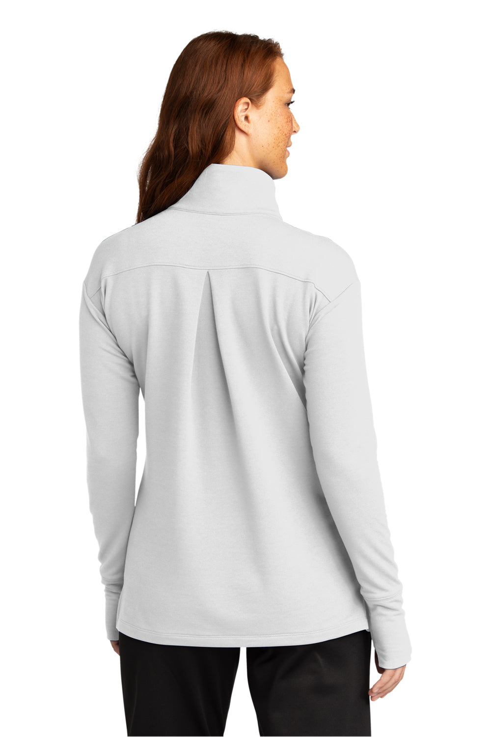 Sport-Tek LST561 Womens Flex Fleece Moisture Wicking 1/4 Zip Sweatshirt White Model Back