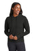 Sport-Tek LST562 Womens Sport-Wick Moisture Wicking Flex Fleece Hooded Sweatshirt Hoodie Black Model Front