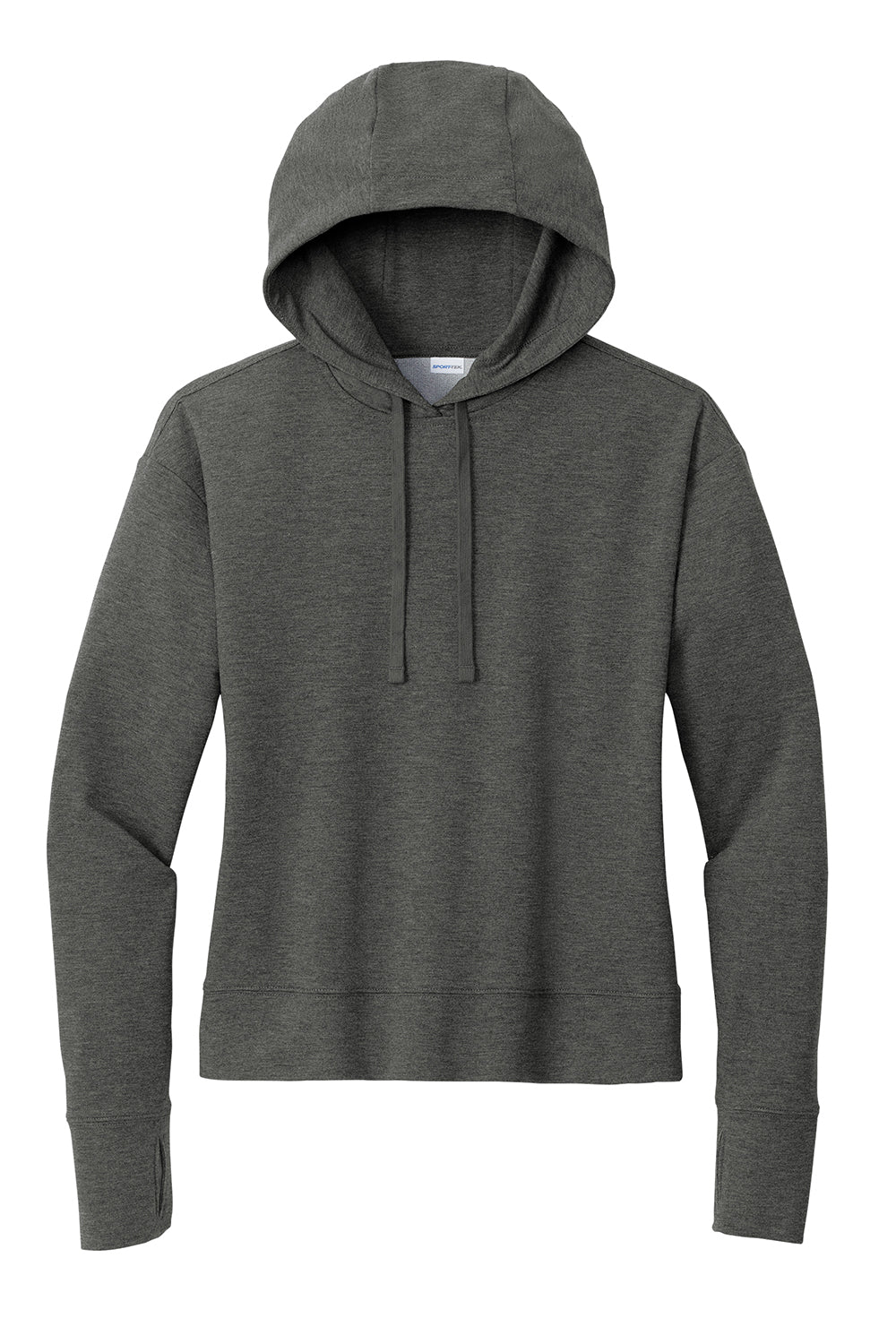 Sport-Tek LST562 Womens Sport-Wick Moisture Wicking Flex Fleece Hooded Sweatshirt Hoodie Heather Dark Grey Flat Front