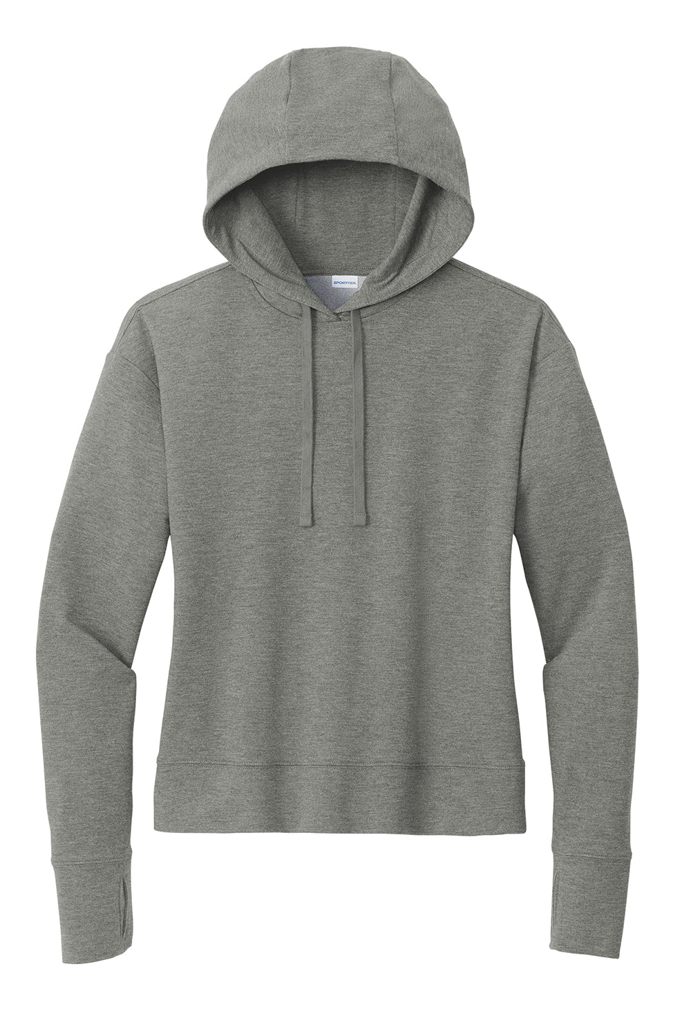 Sport-Tek LST562 Womens Sport-Wick Moisture Wicking Flex Fleece Hooded Sweatshirt Hoodie Heather Light Grey Flat Front