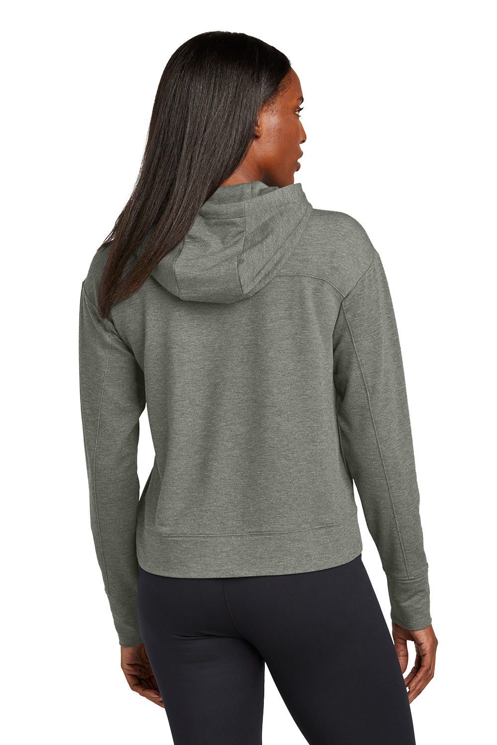 Sport-Tek LST562 Womens Sport-Wick Moisture Wicking Flex Fleece Hooded Sweatshirt Hoodie Heather Light Grey Model Back