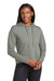 Sport-Tek LST562 Womens Sport-Wick Moisture Wicking Flex Fleece Hooded Sweatshirt Hoodie Heather Light Grey Model Front