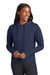 Sport-Tek LST562 Womens Sport-Wick Moisture Wicking Flex Fleece Hooded Sweatshirt Hoodie True Navy Blue Model Front