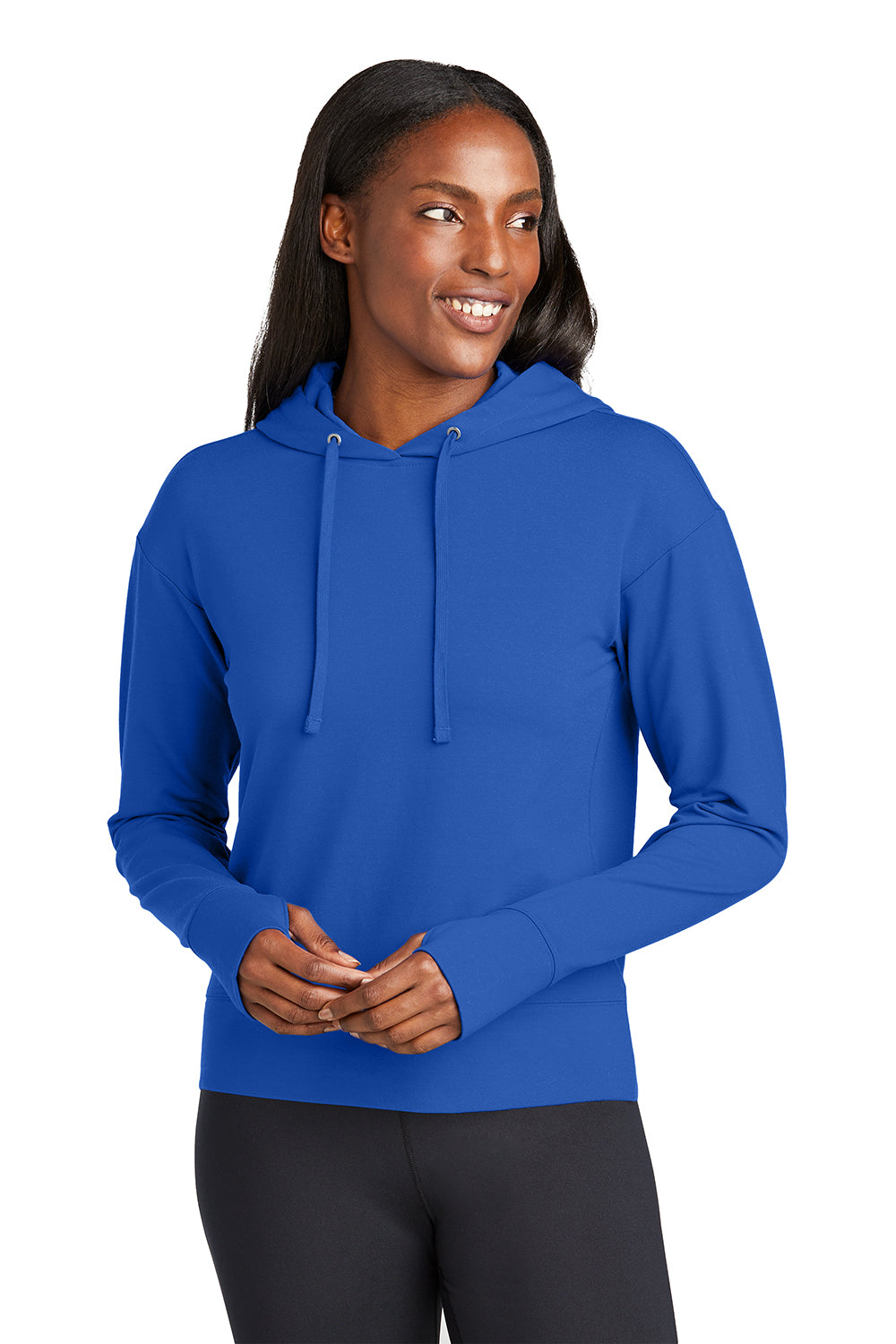 Sport Tek Womens Sport Wick Moisture Wicking Flex Fleece Hooded Sweatshirt Hoodie True Royal Blue