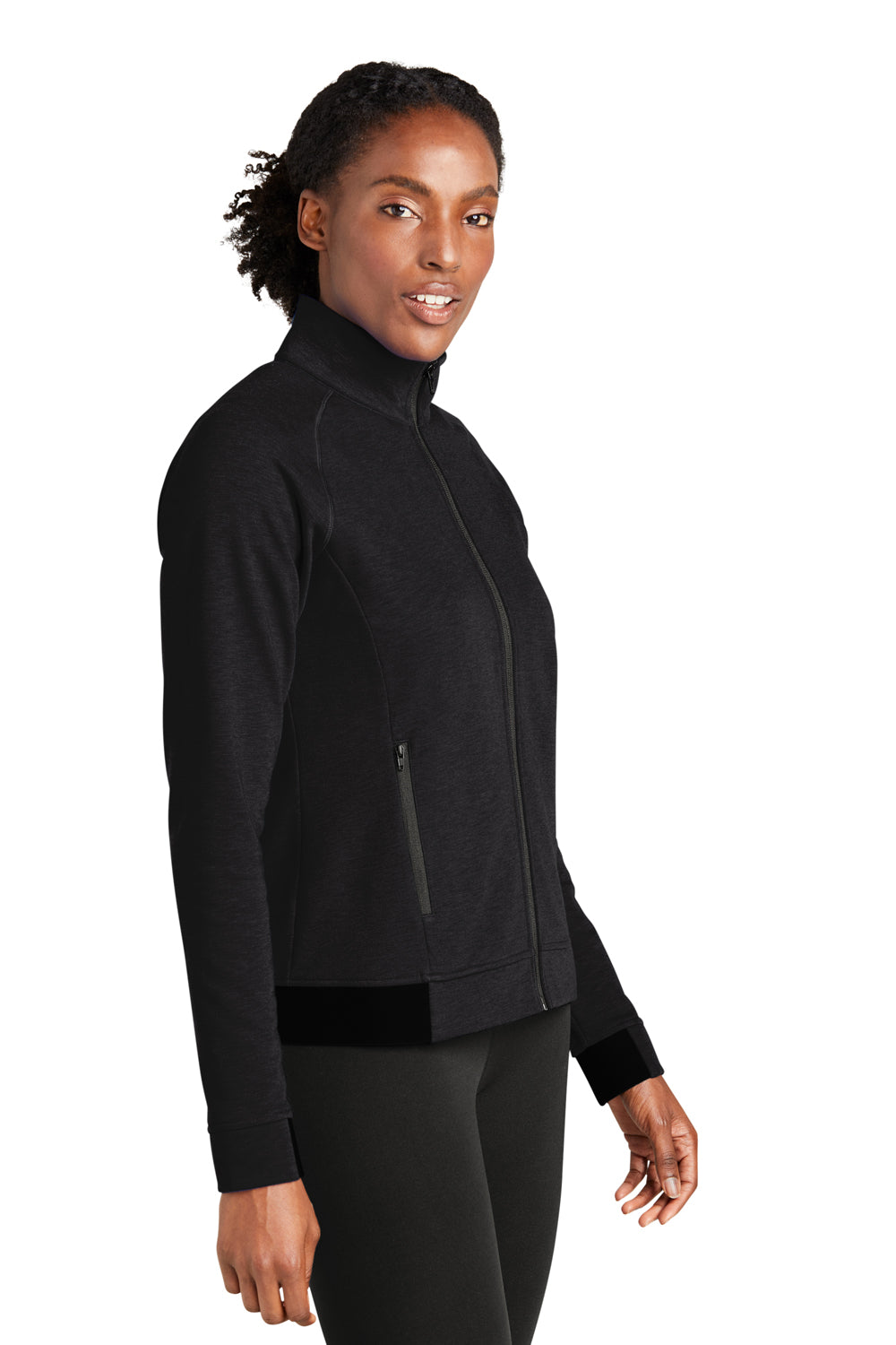 Sport-Tek LST570 Womens Strive PosiCharge Full Zip Jacket Black Model 3q