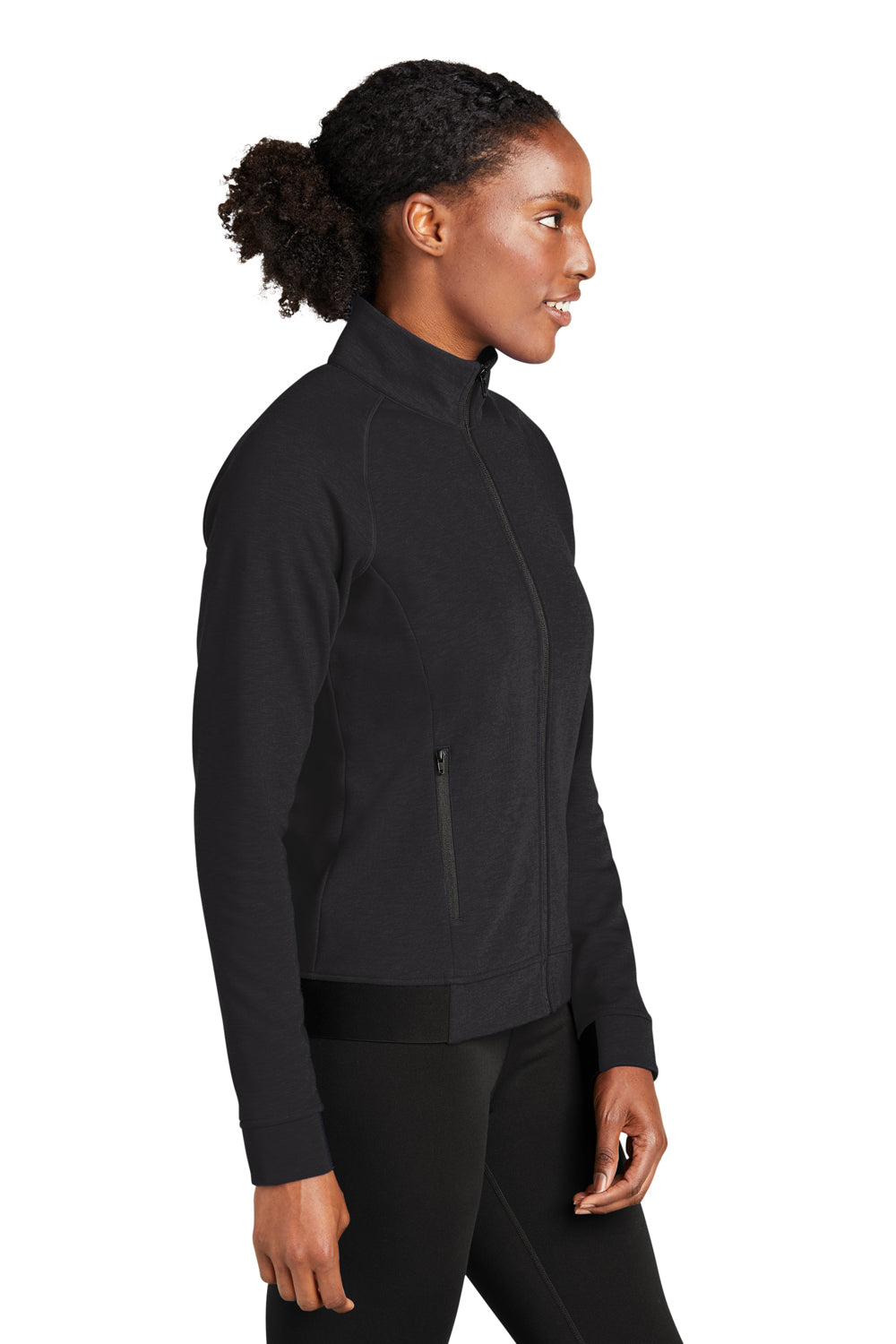 Sport-Tek LST570 Womens Strive PosiCharge Full Zip Jacket Black Model Side