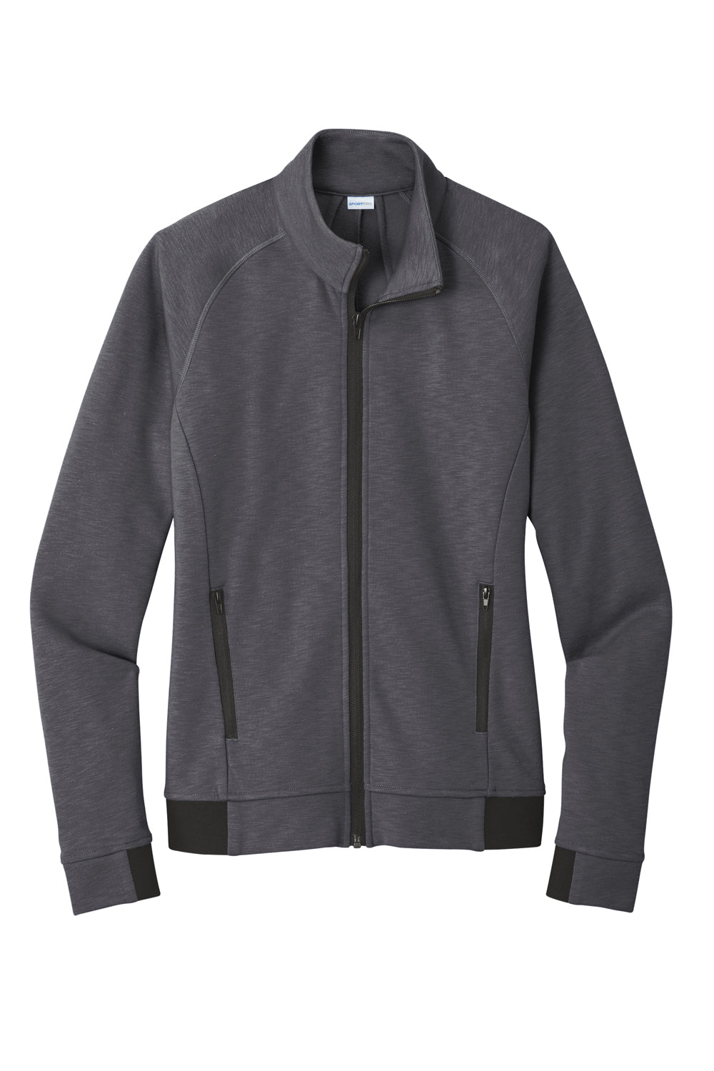 Sport-Tek LST570 Womens Strive PosiCharge Full Zip Jacket Graphite Grey Flat Front