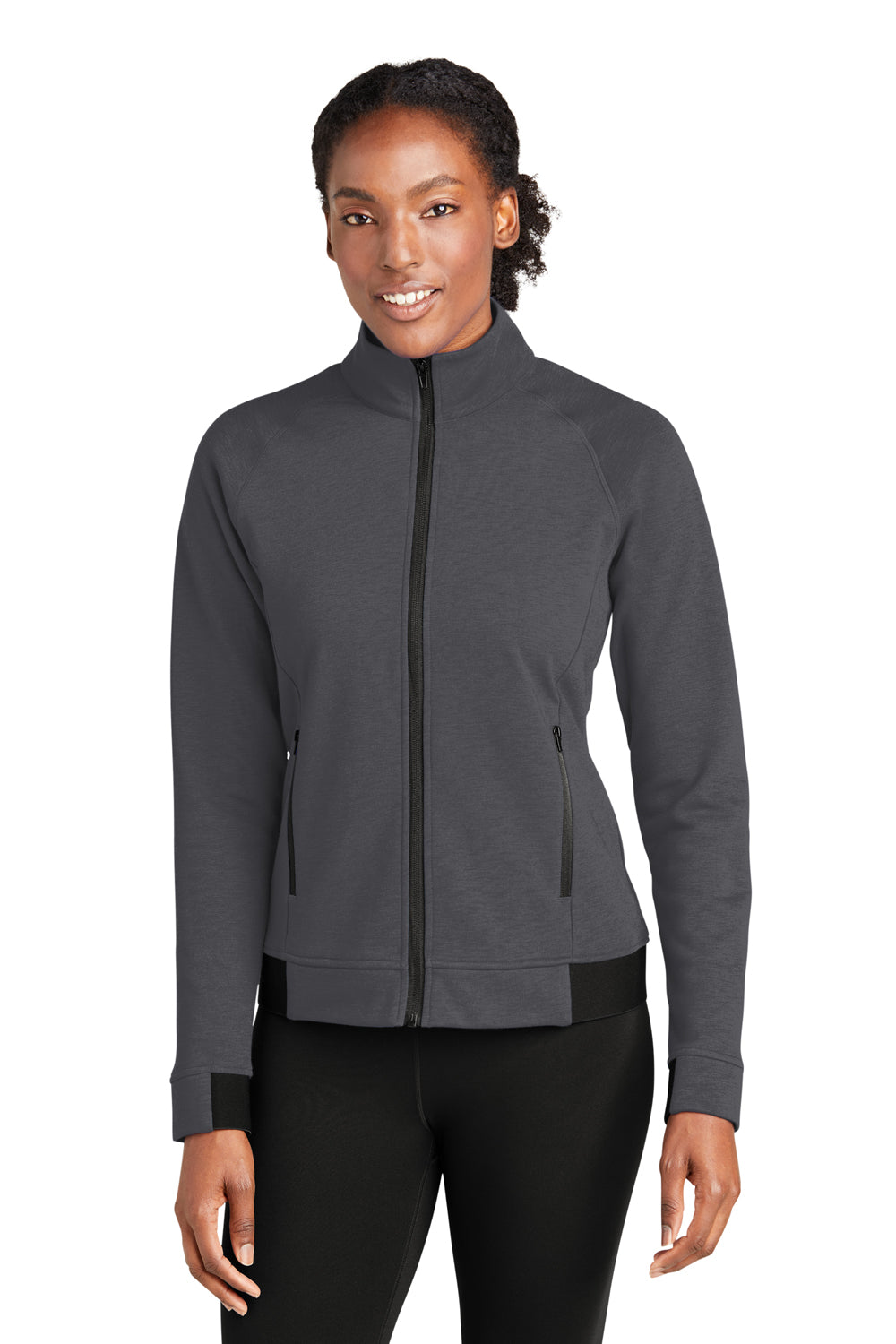 Sport-Tek LST570 Womens Strive PosiCharge Full Zip Jacket Graphite Grey Model Front