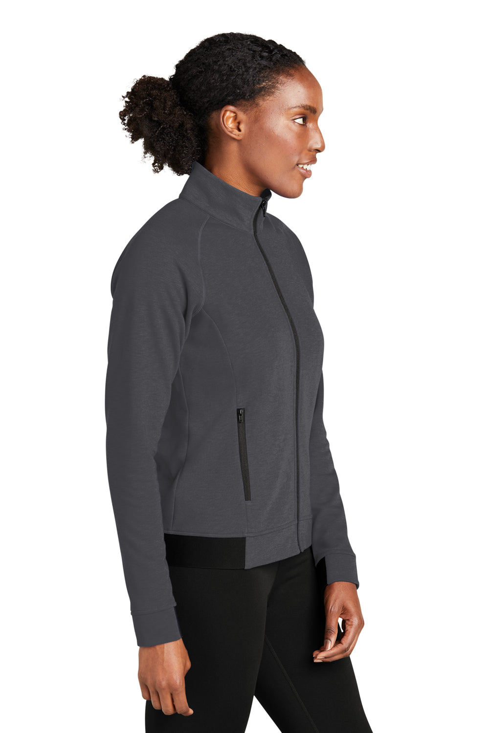 Sport-Tek LST570 Womens Strive PosiCharge Full Zip Jacket Graphite Grey Model Side