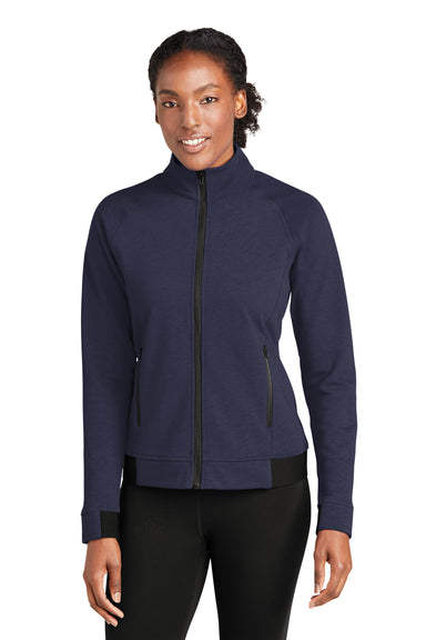 Sport-Tek LST570 Womens Strive PosiCharge Full Zip Jacket True Navy Blue Model Front