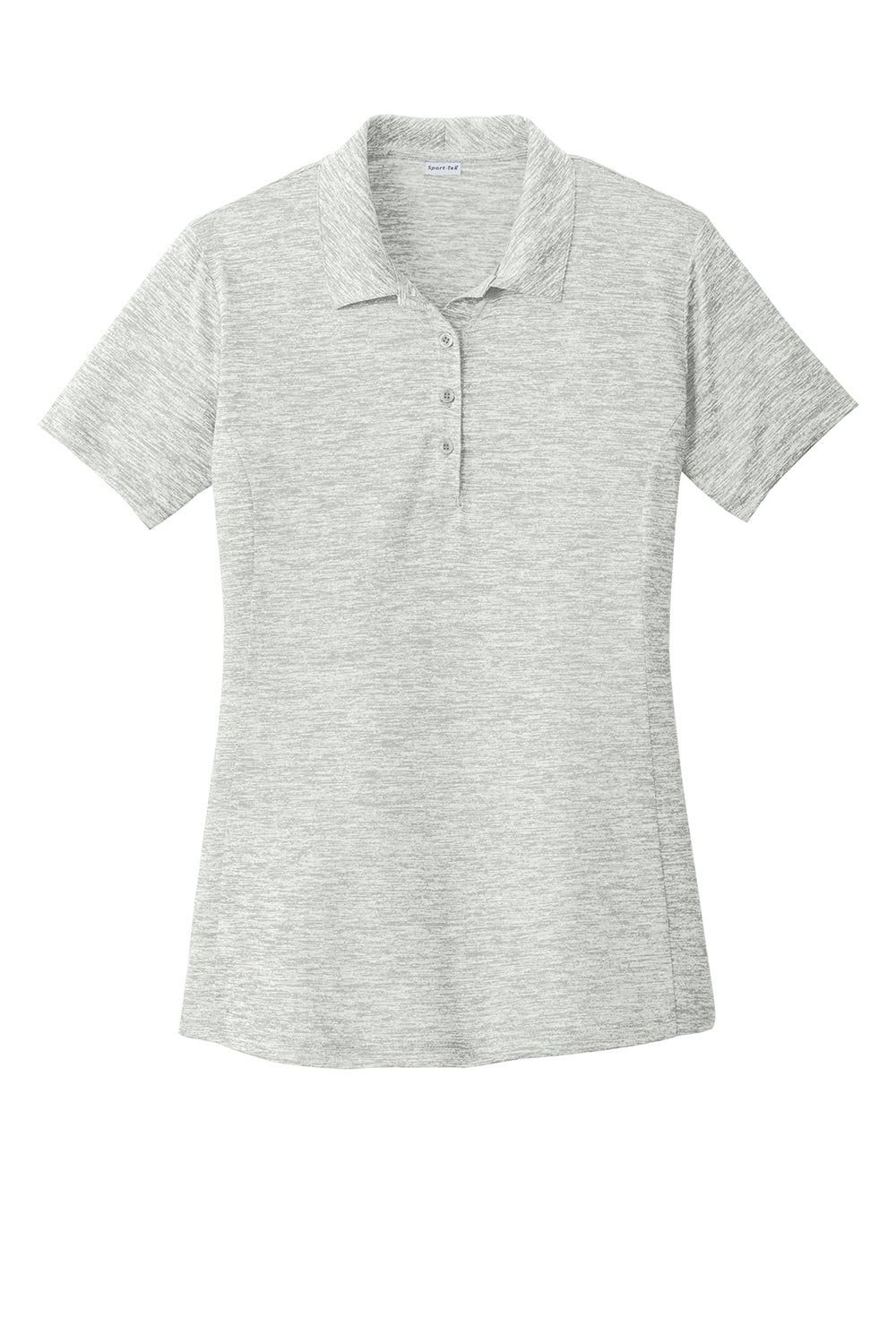 Sport-Tek LST590 Womens Electric Heather Moisture Wicking Short Sleeve Polo Shirt Silver Grey Electric Flat Front