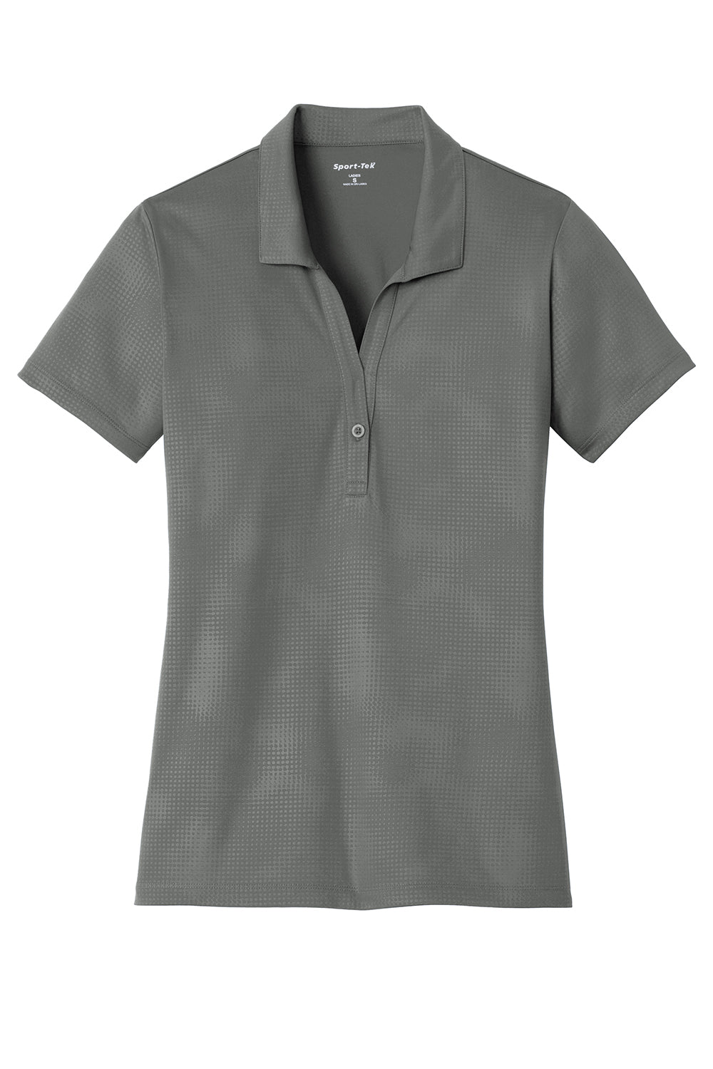 Sport-Tek LST630 Womens Tough Moisture Wicking Short Sleeve Polo Shirt Dark Smoke Grey Flat Front