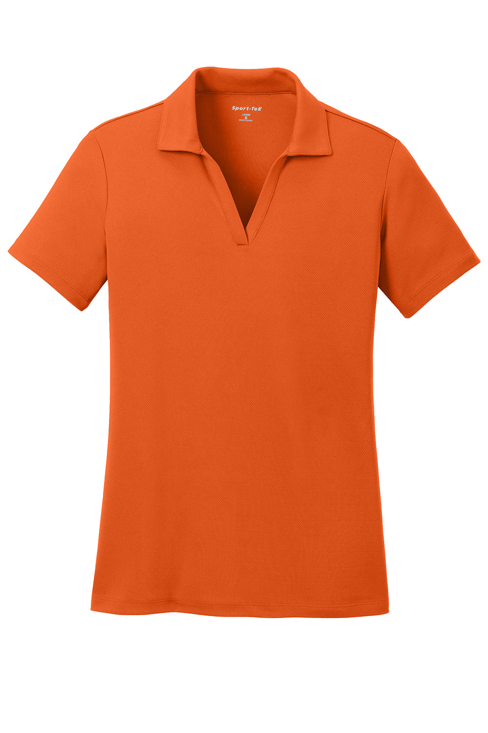 Sport-Tek LST640 Womens RacerMesh Moisture Wicking Short Sleeve Polo Shirt Deep Orange Flat Front