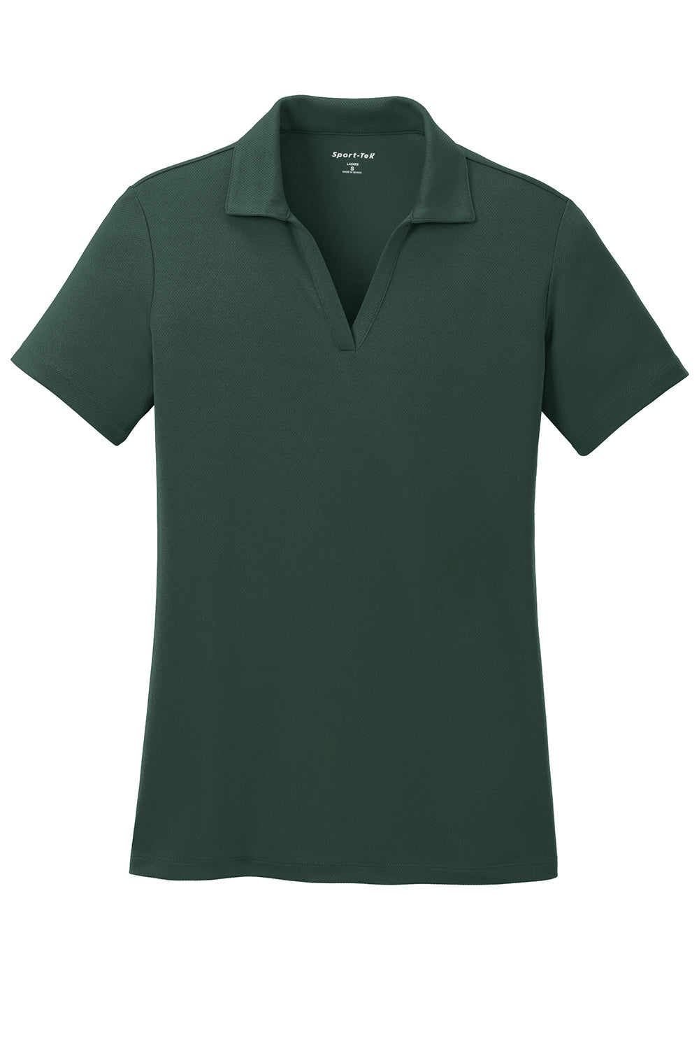 Sport-Tek LST640 Womens RacerMesh Moisture Wicking Short Sleeve Polo Shirt Dark Forest Green Flat Front