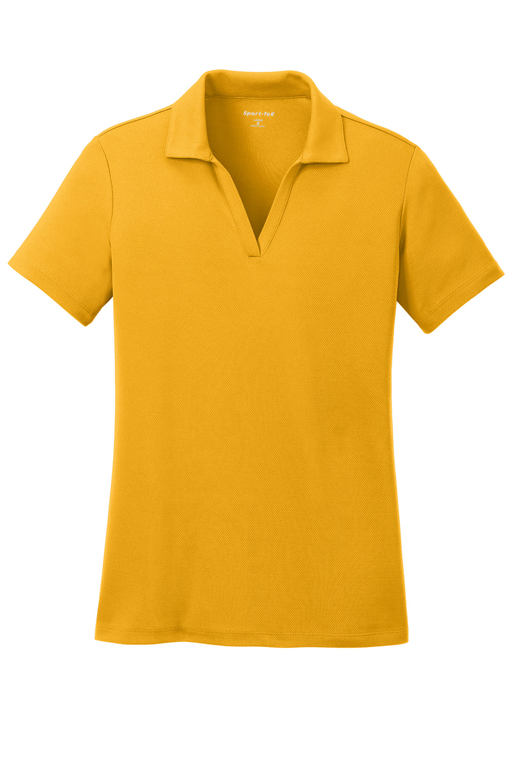 Sport-Tek LST640 Womens RacerMesh Moisture Wicking Short Sleeve Polo Shirt Gold Flat Front