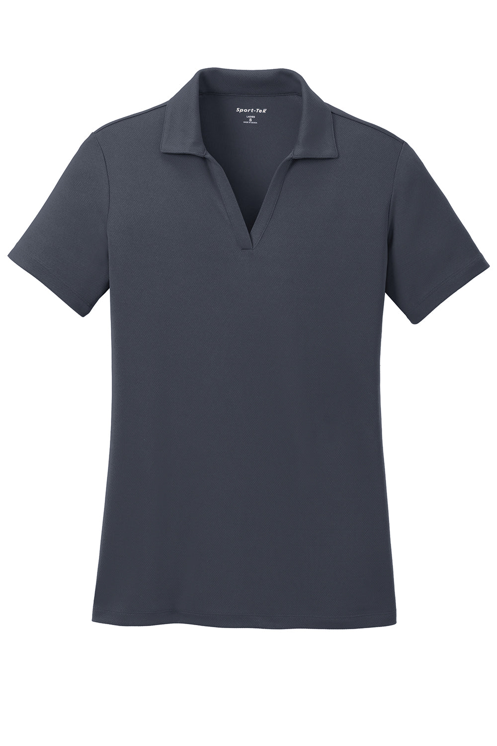 Sport-Tek LST640 Womens RacerMesh Moisture Wicking Short Sleeve Polo Shirt Graphite Grey Flat Front